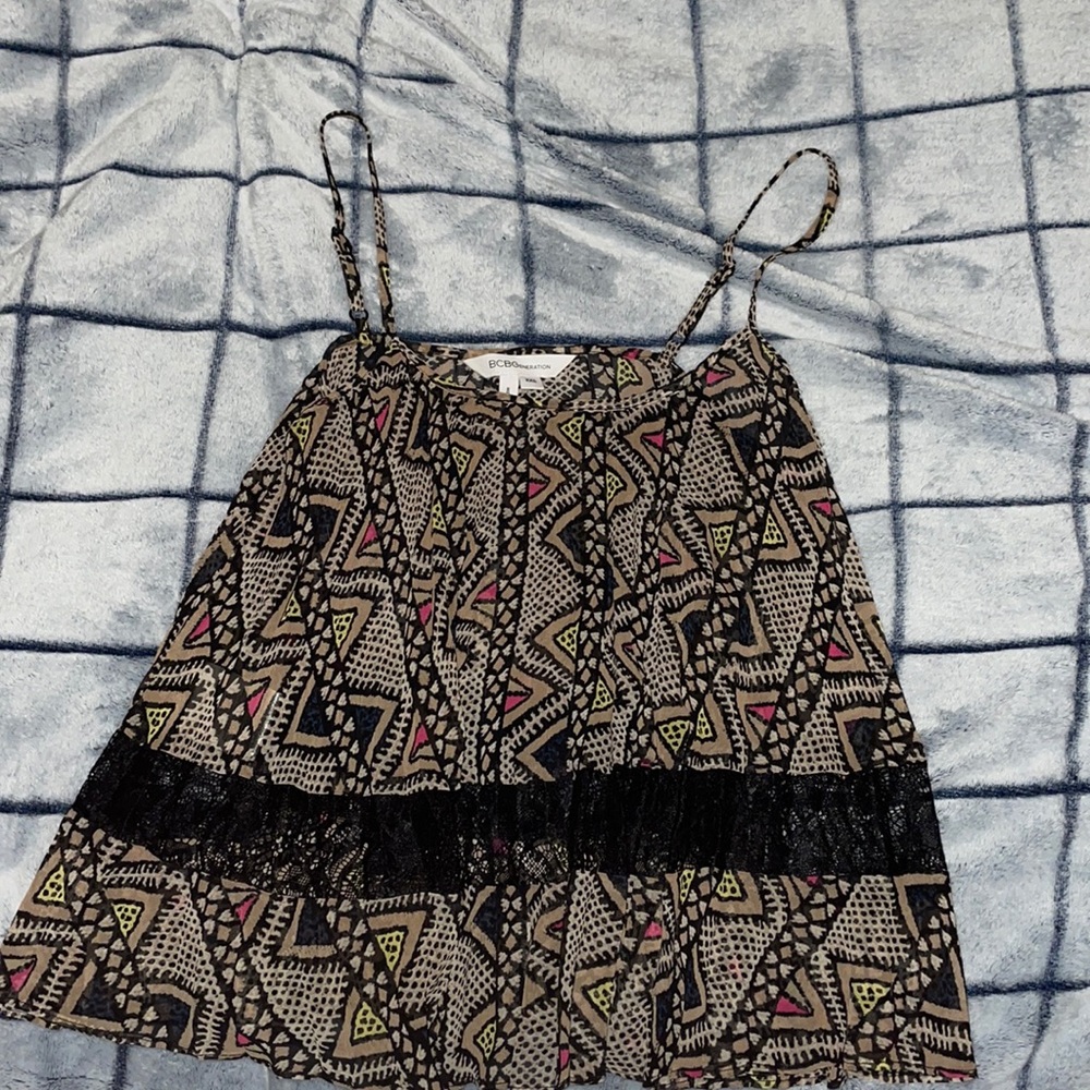 Lace and sheet spaghetti strap blouse